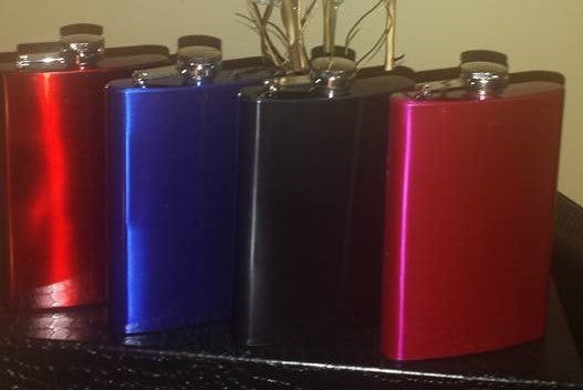 "Slick Flask" with Vinyl Initial (8oz) Stainless Steel